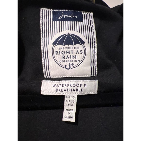 Joules Right As Rain Black Daisy Floral  Raincoat Waterproof Hooded Jacket US 6 - Picture 5 of 13